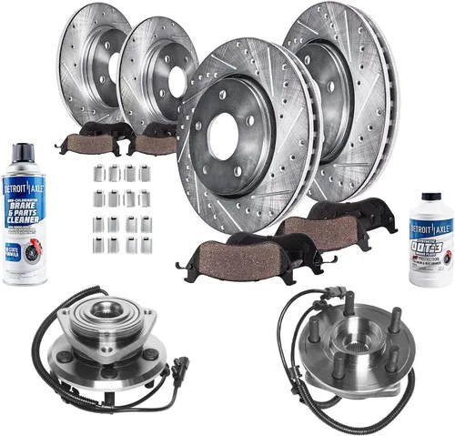 Miniatura 51 de Detroit Axle - Rotores de freno para Ford 2013-2019 Explorer Taurus Flex Lincoln MKT MKS, rotores de freno de disco ranurados perforados de repuesto