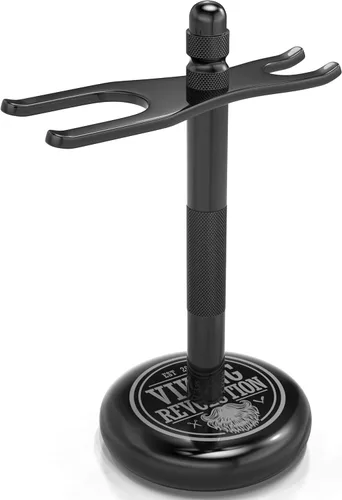 Viking Revolution Soporte de seguridad negro para maquinilla de afeitar - Soporte para maquinilla de afeitar y soporte para cepillo de afeitar para