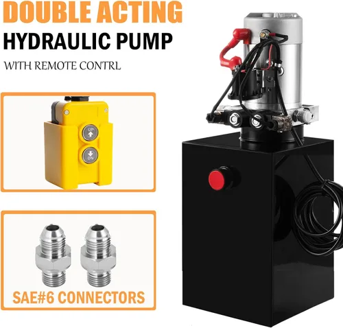 Miniatura 4 de TOPDEEP Unidad de potencia hidráulica Remolque de descarga de doble efecto de 8 cuartos de galón Bomba hidráulica DC 12V, bomba hidráulica Depósito