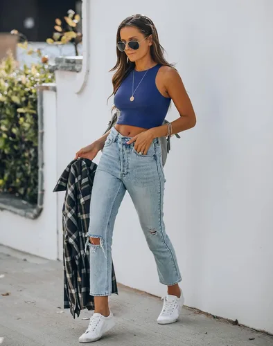 Miniatura 4 de REORIA - Camisetas ombligueras sin mangas y con espalda cruzada para mujer, ombligueras sexys con cuello halter