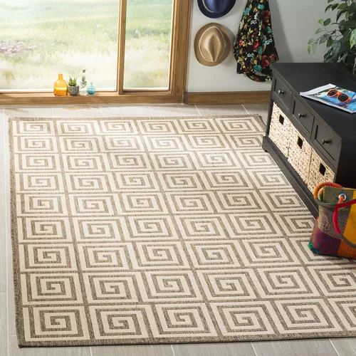 Miniatura 7 de SAFAVIEH Linden Collection - Alfombra lavable para exteriores, alfombra de pasillo de 2.2 x 8 pies, color rojo y crema, no desprende pelusa y fácil
