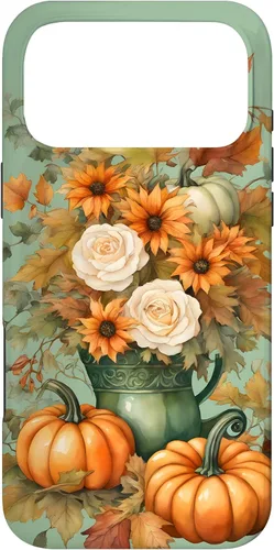 Miniatura 22 de Vintage Autumn Flower Fall Pumpkin Teal Case for iPhone 17