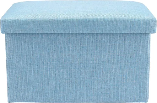 Miniatura 4 de HOZEON 3 Pack 15.7 x 9.8 x 9.11 Inches Folding Storage Ottoman, Blue Rectangle Footrest Seat, Multifunctional Foot Stool for Living Room, Office