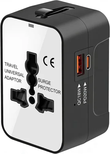Miniatura 10 de Adaptador de viaje, VCOO Universal todo en uno Todo el Mundo Viaje Adaptador de alimentación, Negro