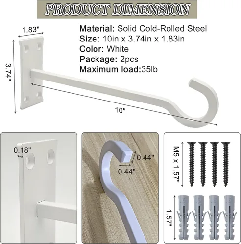 Miniatura 30 de QIEGL Soporte colgante para plantas de 6 pulgadas, gancho de metal para plantas, gancho de pastor decorativo para colgar linternas, comedero