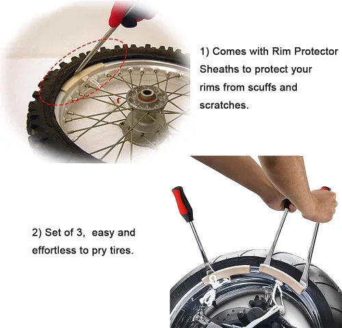 Miniatura 4 de Asooll Cucharas de neumáticos de 11.5 pulgadas, herramientas para cambiador de neumáticos de motocicleta, kit de reparación de palancas de hierro