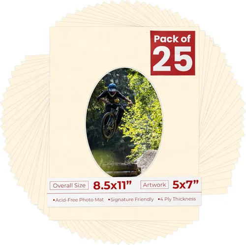 Miniatura 36 de Tapete de 8.5 x 11 pulgadas con corte biselado para fotos de 5 x 7 pulgadas, diseño ovalado, color azul bebé, sin ácidos, mate para proteger tus