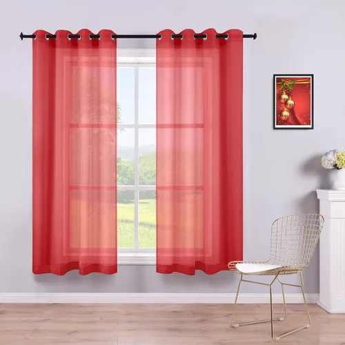 Miniatura 81 de KOUFALL Cortinas traslúcidas de 120 pulgadas de 2 paneles con ojales, juego extra largo de 10 pies de largo, cortinas altas para ventana grande, 52