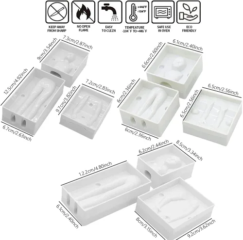 Miniatura 5 de Juego de 3 moldes de plástico para fondant humano 3D, hombre, mujer, niños, muñeca, cuerpo, brazo, pierna, polímero, plantillas de bricolaje