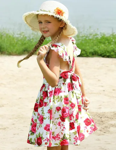 Miniatura 187 de Vestido de verano para niña, de algodón, con diseño floral