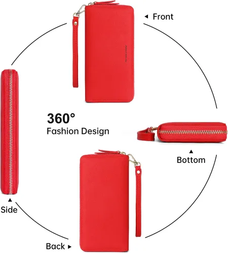 Miniatura 5 de YOUBDM Cartera de mano para mujer con soporte para tarjeta de crédito, cartera de cuero suave con correa para la muñeca