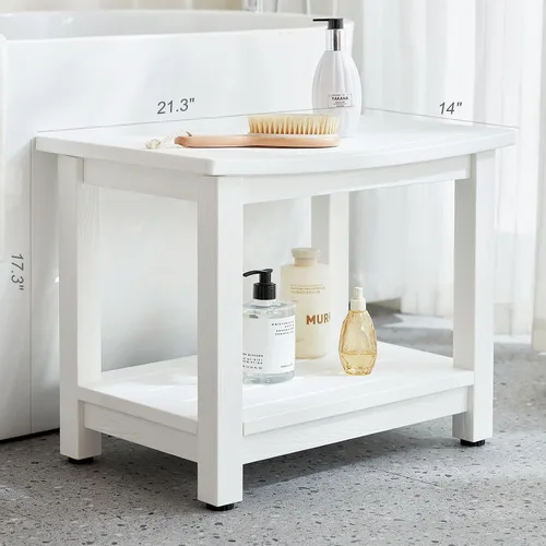 Miniatura 7 de Banco de ducha resistente para ducha interior, taburete de baño de poliéster blanco para afeitarse las piernas o asiento de baño de spa, asiento