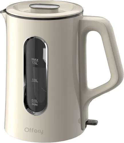 Miniatura 2 de OFFACY Hervidor eléctrico, interior de vidrio de doble pared, olla calentadora de agua caliente, 1.5 litros, 1200 vatios para hervir rápidamente, 53