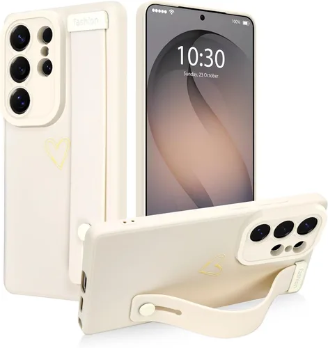 Miniatura 48 de Funda magnética compatible con Samsung Galaxy S25 Ultra para mujeres y hombres, estética flor de durazno, correa de muñeca ajustable incorporada