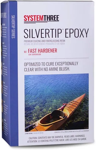 Kit Epoxy con sistema de tres puntas limpias plateadas con endurecedor rápido, Transparente, 1
