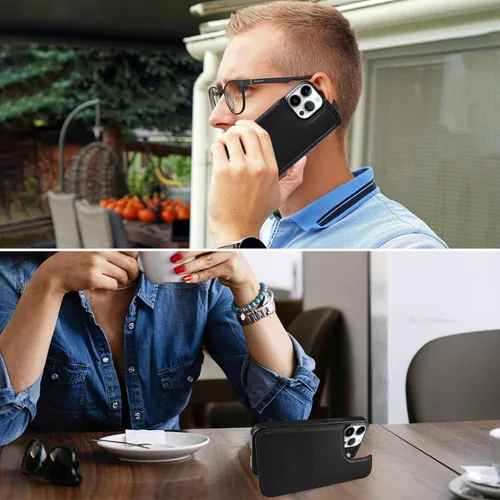 Miniatura 6 de Funda magnética tipo cartera con tapa para iPhone 14Pro Max de 6.7 pulgadas, compatible con MagSafe, soporte de cuero con soporte para tarjetas