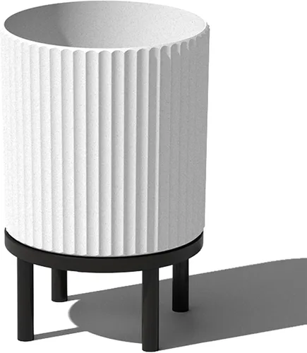 Miniatura 36 de Veradek Demi Series - Maceta redonda con soporte para porche o patio, compuesto de piedra de plástico duradero y soporte de madera, decoración