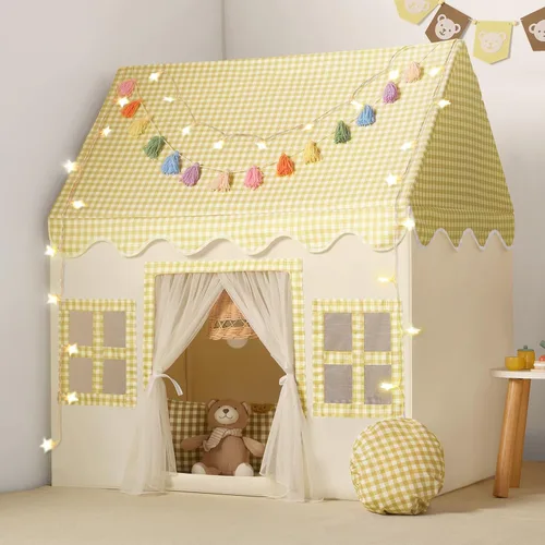 Miniatura 10 de Tienda de campaña para niños en el interior: con alfombra, guirnalda de borlas, tienda de campaña para niñas, casa de juegos para niños, juguetes