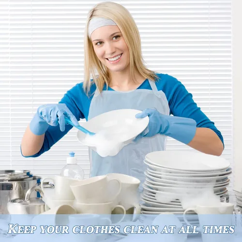 Miniatura 4 de Hercicy 3 Pcs Heavy Duty Waterproof Aprons 47" PVC Vinyl Aprons Transparent Plastic Oil Proof Apron for Dishwashing Cleaning Blanco