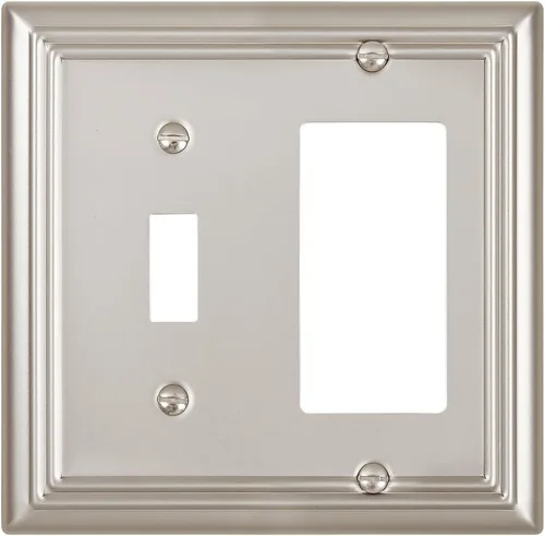 Paquete de 1 Placa de Pared Combinada Toggle/Decorativa, Cubierta de Placa de Pared de Metal para Interruptor de Luz, Receptáculo, Interruptor