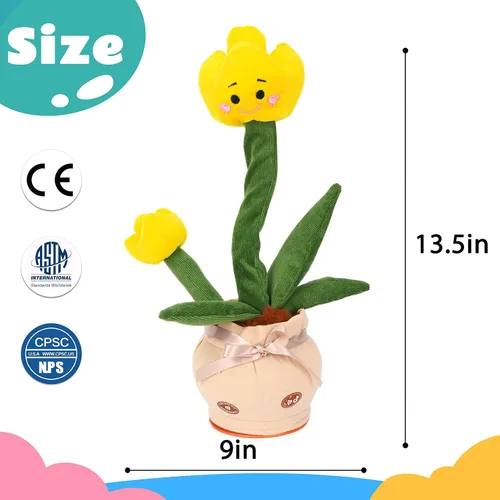 Miniatura 2 de Peluche de tulipanes parlantes, repite lo que dices, bailar, caminar, imitar, torcer, animal, musical, eléctrico, interativo, Navidad, cumpleaños