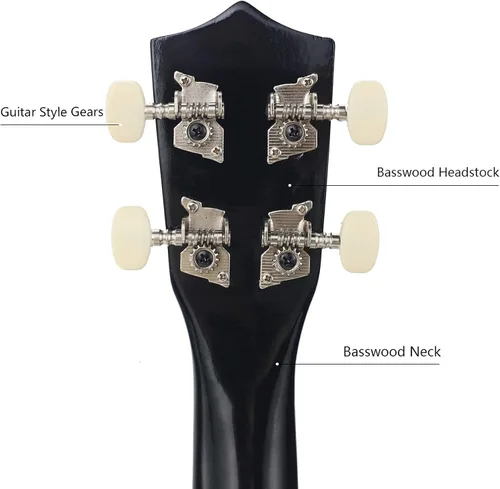Miniatura 3 de Ukelele soprano de moda para principiantes de 21 pulgadas. Ukelele hawaiano para niños, adultos y estudiantes con bolsa de concierto (negro)