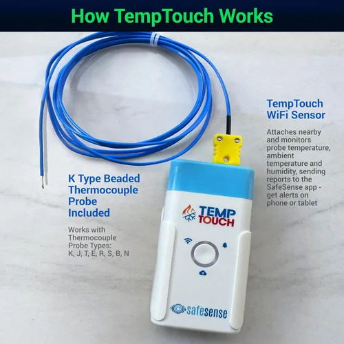 Miniatura 6 de Sensor de termopar WiFi TempTouch - Monitor inalámbrico de temperatura y humedad de la sonda y ambiente - Funciona con sondas K, J, T, E, R, S, B, N