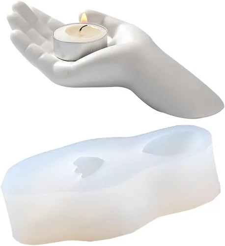 Miniatura 2 de Nicole - Moldes de silicona para candelabros en forma de mano de yeso de hormigón, herramientas hechas a mano, decoraciones artesanales L0519