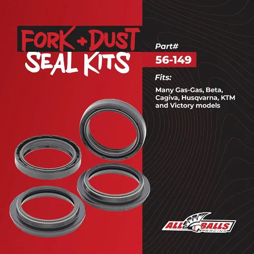 Miniatura 2 de All Balls Racing 56-149 Kit de retenes de horquilla y polvo compatible con/reemplazo para Gas-Gas Beta Cagiva Gas-Gas Husqvarna KTM Victory
