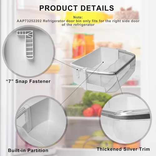 Miniatura 3 de AAP73252202 AAP73252209 - Contenedor para puerta de refrigerador (derecha) sustituye a AAP73252201 AAP73252206 AAP73252211 PS3637058 AP5602939