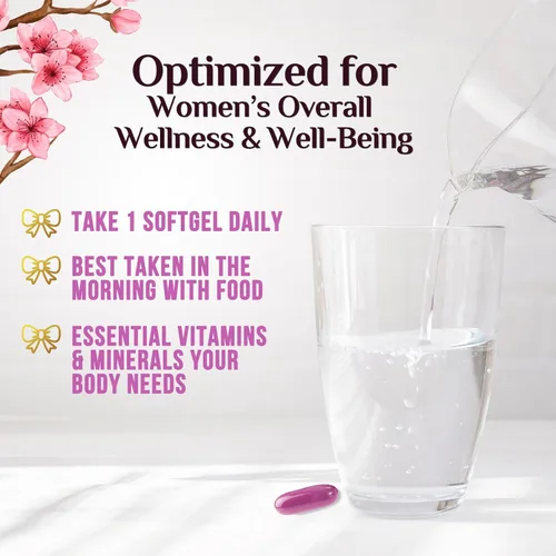Miniatura 6 de Multivitamínico para mujer – Multivitaminas diarias completas para mujer con calcio, ácido fólico, vitamina A, C, D, E y vitaminas B, zinc y hierro