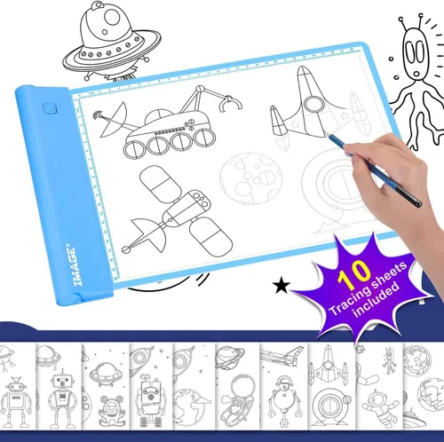 Miniatura 4 de IMAGE Almohadilla de trazado iluminada, tableta de dibujo azul, tablero para colorear para niños y niñas, regalo para niños y niñas