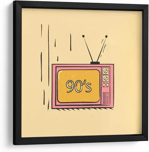 Miniatura 9 de Canvas Lab The 90's on TV by Vision Grasp Art 11 x 11 in Fine Art Framed Print, Frame Color: Black, With Mat History, Illustrations, Pop