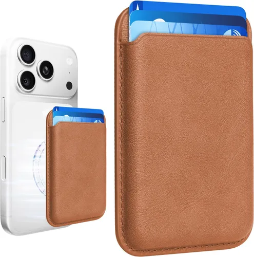 Miniatura 22 de Tarjetero magnético más fuerte de piel RFID para iPhone 16 Series, accesorios Mag-Safe para iPhone 17/16/15/14/13/12 y Pro/Promax, negro