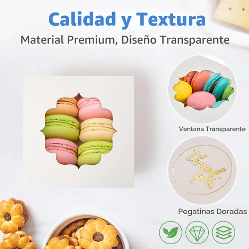 Miniatura 4 de Cajas pequeñas para galletas de 4 pulgadas, 50 piezas, blanco - Cajas de dulces de panadería con ventana para regalar, contenedores para llevar