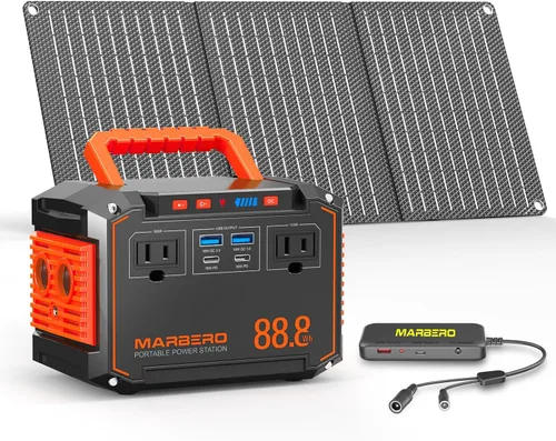 Miniatura 10 de MARBERO Generador solar de 296 Wh con paneles solares, estación de energía portátil de 60 W con generador solar de onda sinusoidal pura de 300 W