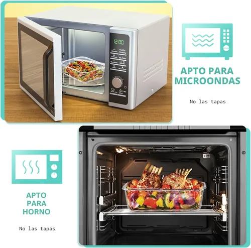 Miniatura 5 de Skroam - Paquete de 10 recipientes de vidrio para la preparación de comidas, recipientes de almacenamiento de alimentos con tapas de cierre a