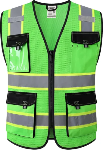 Miniatura 15 de JKSafety - Chalecos de seguridad reflectantes de alta visibilidad para hombres y mujeres, con bolsillos, ropa de seguridad de malla