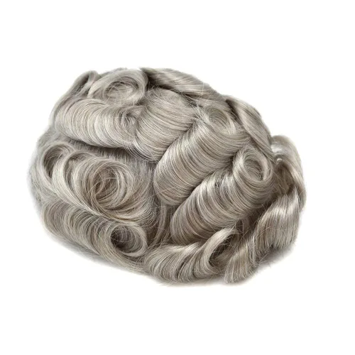 Miniatura 59 de Sistema de repuesto de cabello humano europeo con encaje frontal suizo para hombre, tupé para hombre, pieza de cabello, nudo blanqueado, línea #17