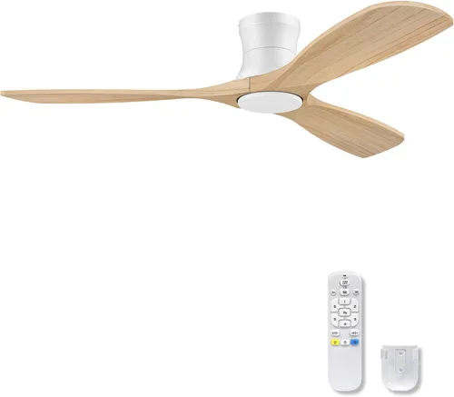 Miniatura 13 de Ventiladores de techo inteligentes de perfil bajo de 52 pulgadas con luces y control remoto, 3 aspas de madera, motor de CC silencioso, ventilador