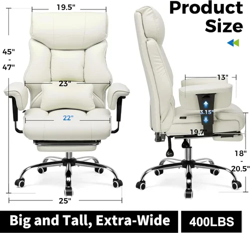 Miniatura 2 de GTPLAYER Silla de juegos grande y alta de 400 libras, silla de oficina resistente con reposapiés y cojín ergonómico de resorte de bolsillo, soporte