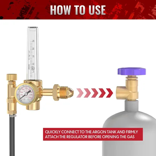 Miniatura 6 de bestarc Regulador de gas de medidor de flujo de CO2 de argón con manguera de gas de 8.2FT para soldadura MIG TIG