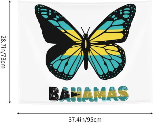 Miniatura 7 de Póster de tapiz con bandera de las Bahamas de mariposa de 29 x 37 pulgadas, decoración del hogar, decoración para colgar en la pared, dormitorio