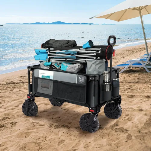 Miniatura 2 de Timber Ridge Carro plegable utilitario plegable resistente con ruedas todo terreno para compras al aire libre, camping, jardín, deportes, con bolsa