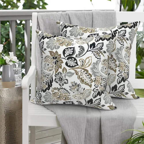 Miniatura 395 de Juego de 2 almohadas para exteriores de 16 x 16 pulgadas, repelentes al agua con interiores, para muebles de patio, hogar, jardín, geometría bohemia