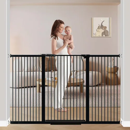 Miniatura 14 de Puerta extra alta para bebés de 40.5 pulgadas, sin taladros, puerta extra ancha de 54.7 a 60.2 pulgadas para perros y mascotas, para interiores