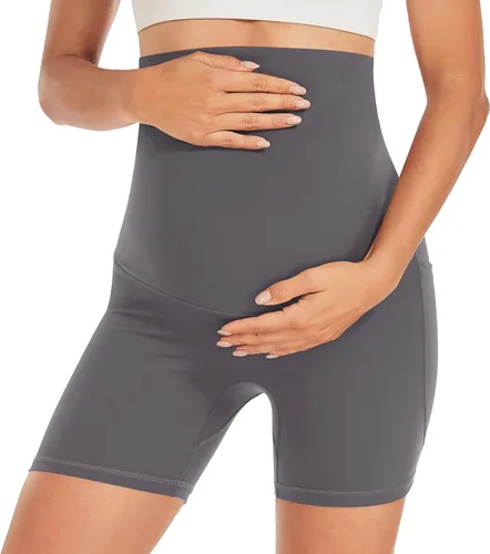 Miniatura 3 de DALIGIRL Pantalones cortos de maternidad sobre el vientre con bolsillos, pantalones cortos de yoga deportivos para mujer para el embarazo de verano