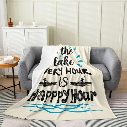 Miniatura 14 de Erosebridal Manta de casa del lago de tamaño Queen, manta náutica de ancla para niños, adolescentes, adultos, retro, velero, casa de lago, manta