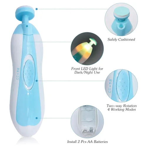 Miniatura 2 de Lima de uñas para bebé con kit de cortaúñas eléctrico seguro para recién nacidos, niños y niños pequeños, cuidado de los dedos de los pies