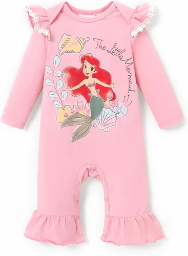 Disney Stitch Princess Cenicienta Ariel Minnie Winnie Baby Girls - Mameluco de manga larga con volantes para recién nacidos y niños pequeños